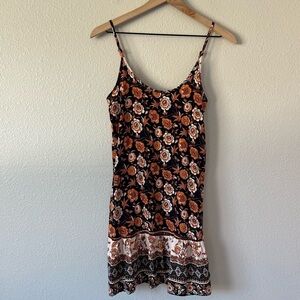 Umgee Floral Mini Dress - Black and Orange
